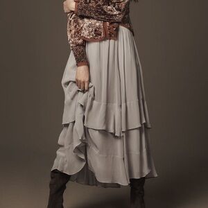 Anthropologie Light Grey Maxi Skirt